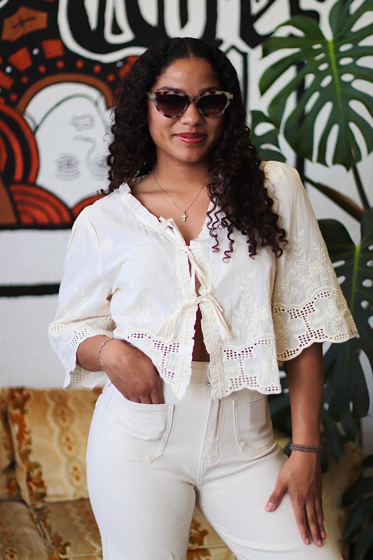 Daisy Jones Floral Tie Blouse