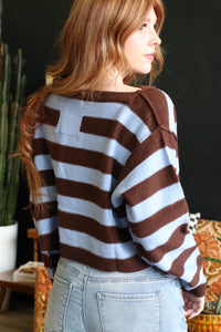 Leslie Brown & Blue Striped Long Sleeve