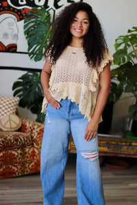 Cool Girl Wide Leg Distressed Jeans