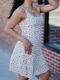 Indie Floral Mini Dress in Cream