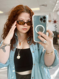 90s Slim Oval Nararow Women Fashion Sunglasses