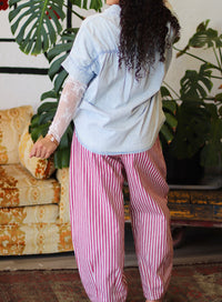 Junie Red Striped Barrel Denim Pants