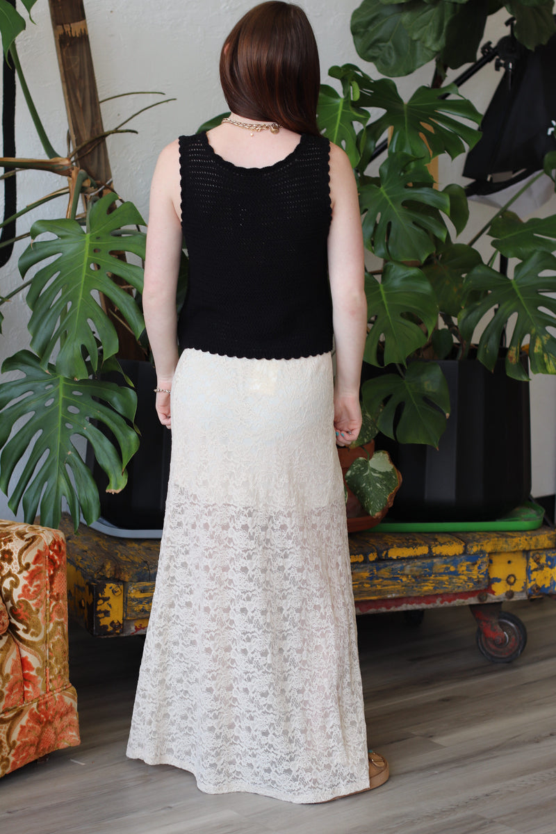 Lana Lace Maxi Skirt in Beige