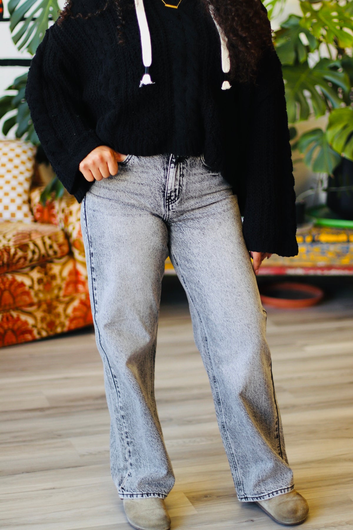 Grunge Wide Leg Grey Jeans