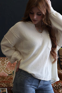 Juliette Ivory V neck Long Sleeve