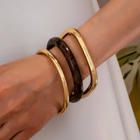 Tortoise & Gold Bangle Trio Bangle Set
