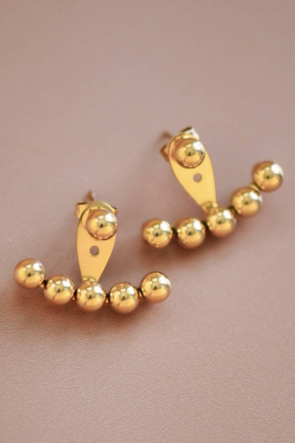 18K Gold Plated Waterproof Dotted Jacket Earrings