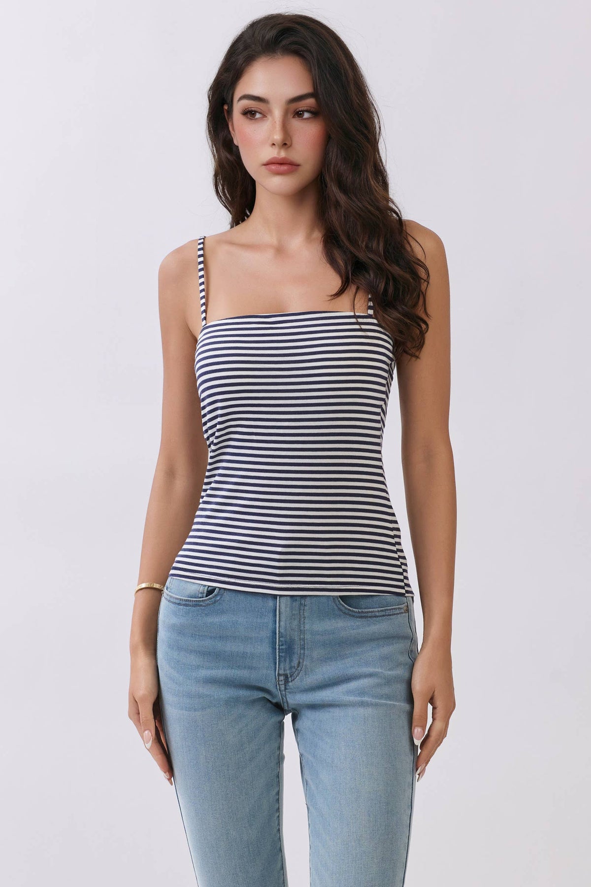 Meredith Navy Striped Spaghetti Strap Top