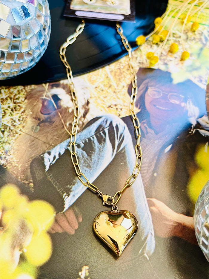 18K Gold Plated Paper Clip Heart Necklace
