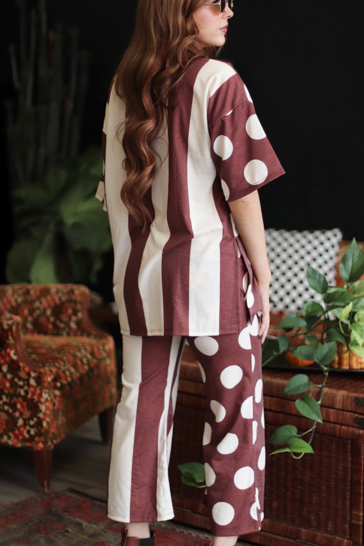 Dottie Relaxed Fit Lounge Set + Rusty Brown Polka Dot