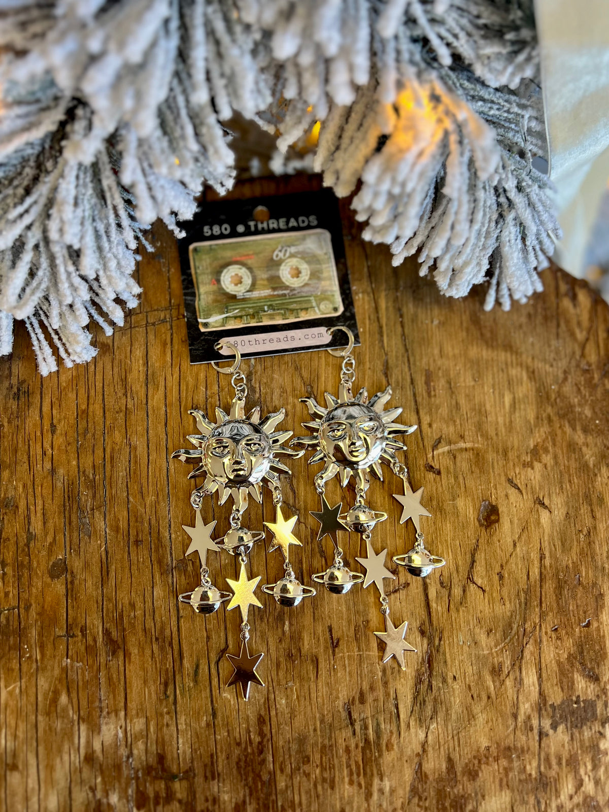 Sun & Planet Dangle Earrings