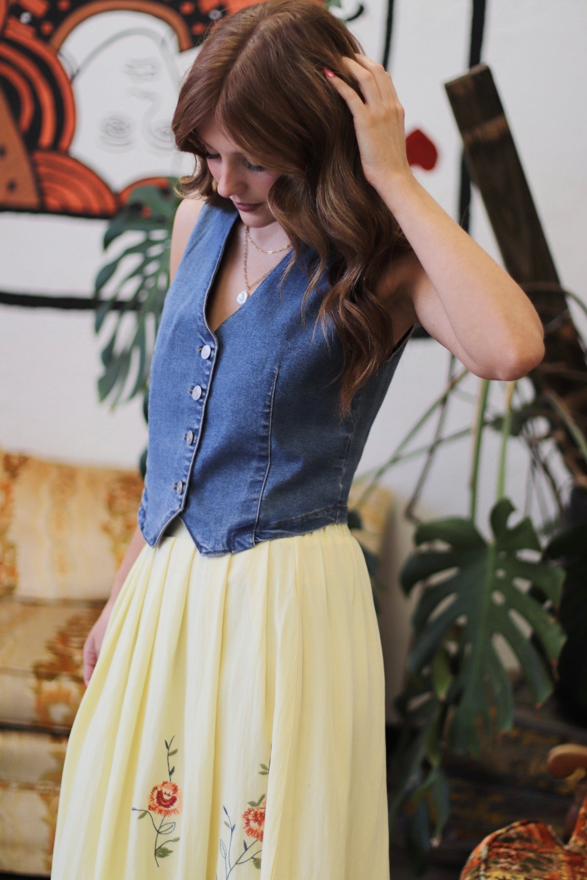Isabella Yellow Pleated Midi Skirt