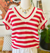 Sweet Summertime Knit Top in Red