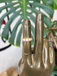 5 Opal 18K Gold Plated Stainless Steel Ring