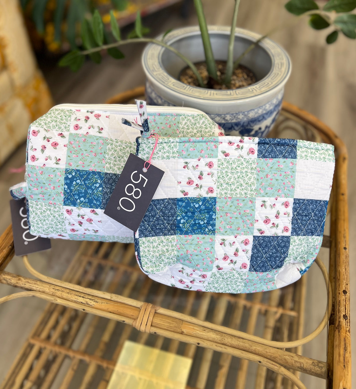 "Floral Delight" Quilted Cosmetic Bag