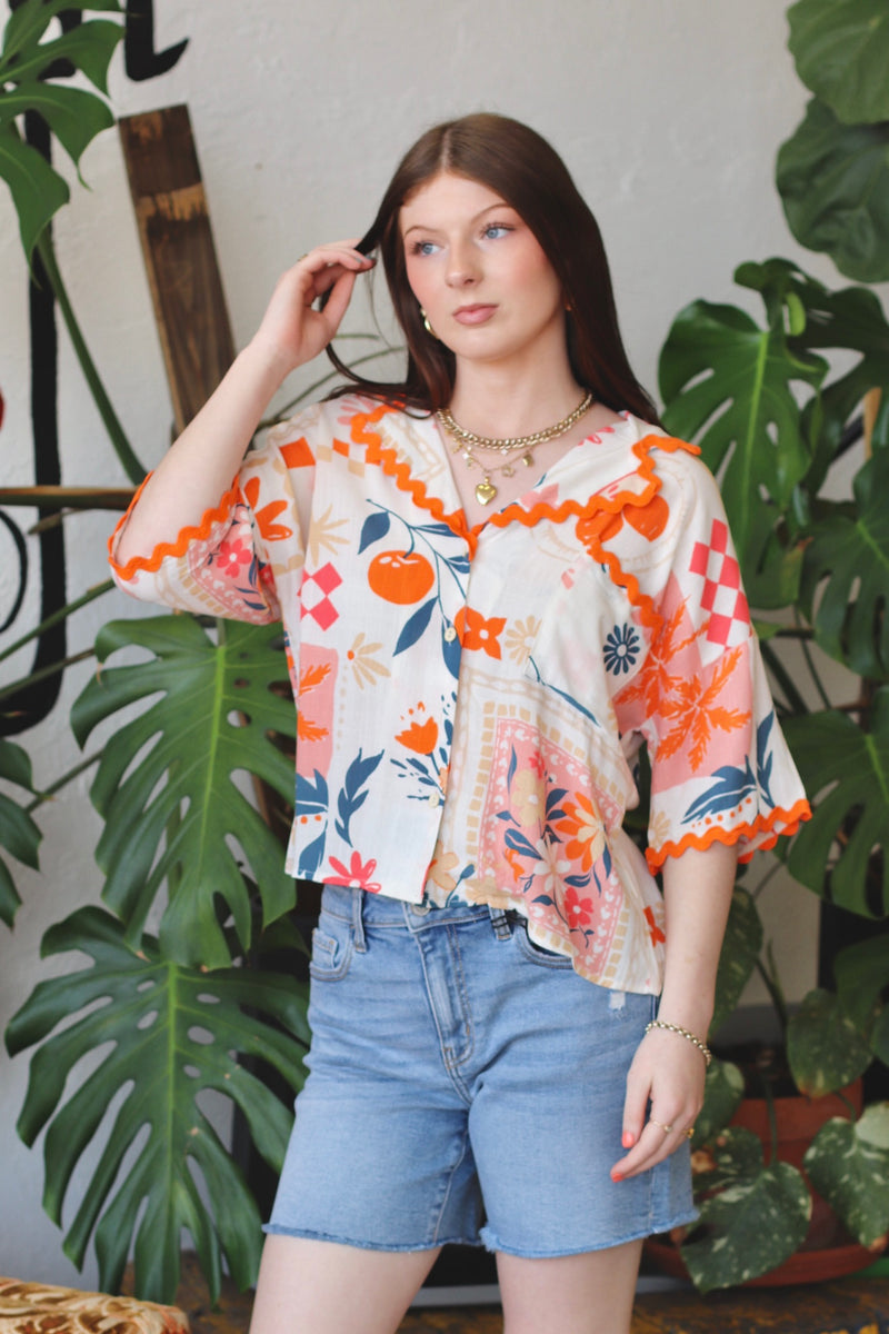 Citrus Summer Button Down Top