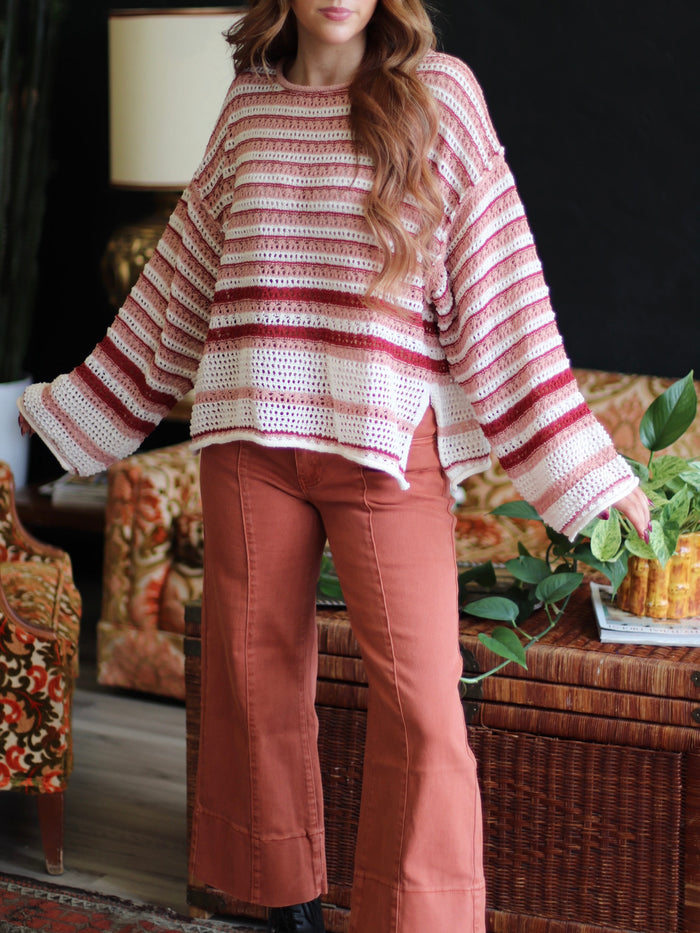 Summer To Fall Crochet Sweater + Cranberry