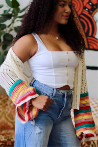 Ember Square Neck Top + White