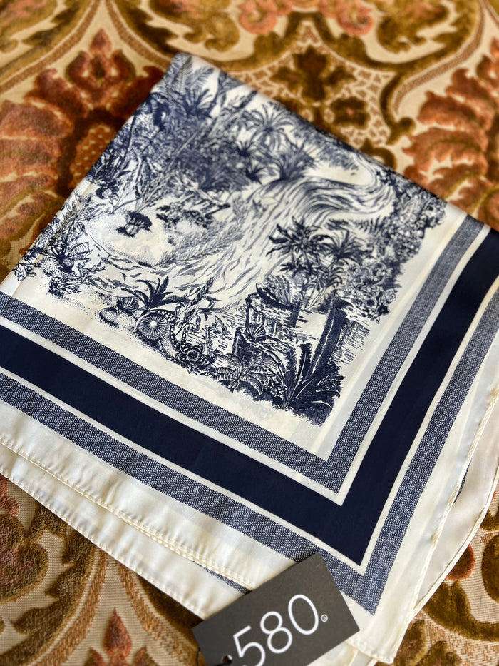 Forest Scene Navy & Ivory Bandana Scarf