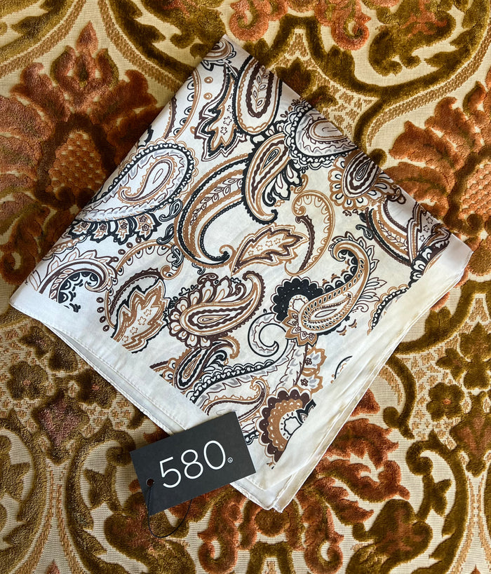 Ivory & Brown Paisley Bandana Scarf