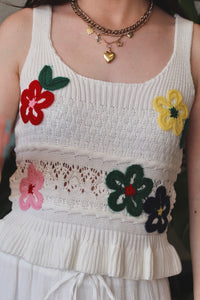 Flower Child Knit Tank in Ivory