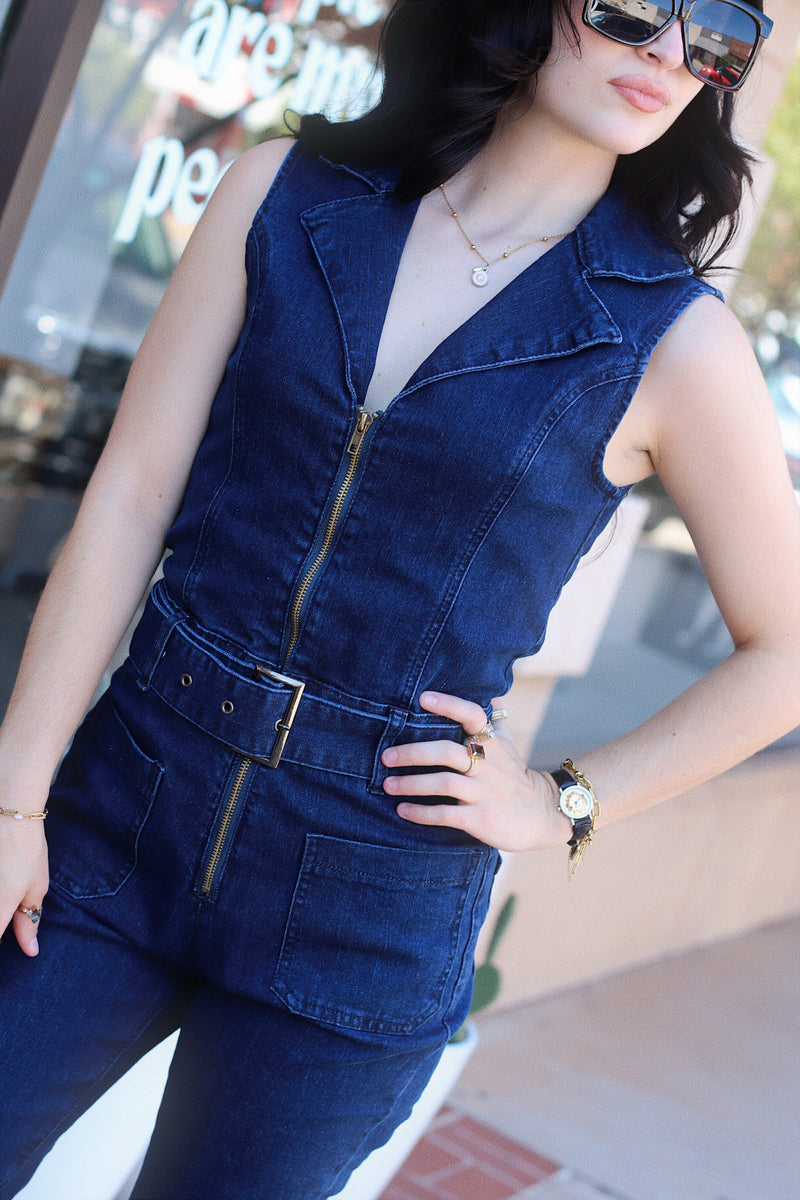 All Eyes On Me Denim Jumpsuit