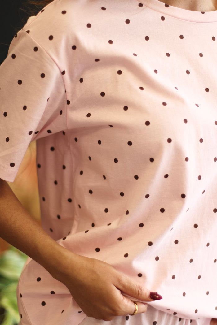 Becky Pink Polka Dot Top