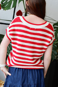 Sweet Summertime Knit Top in Red
