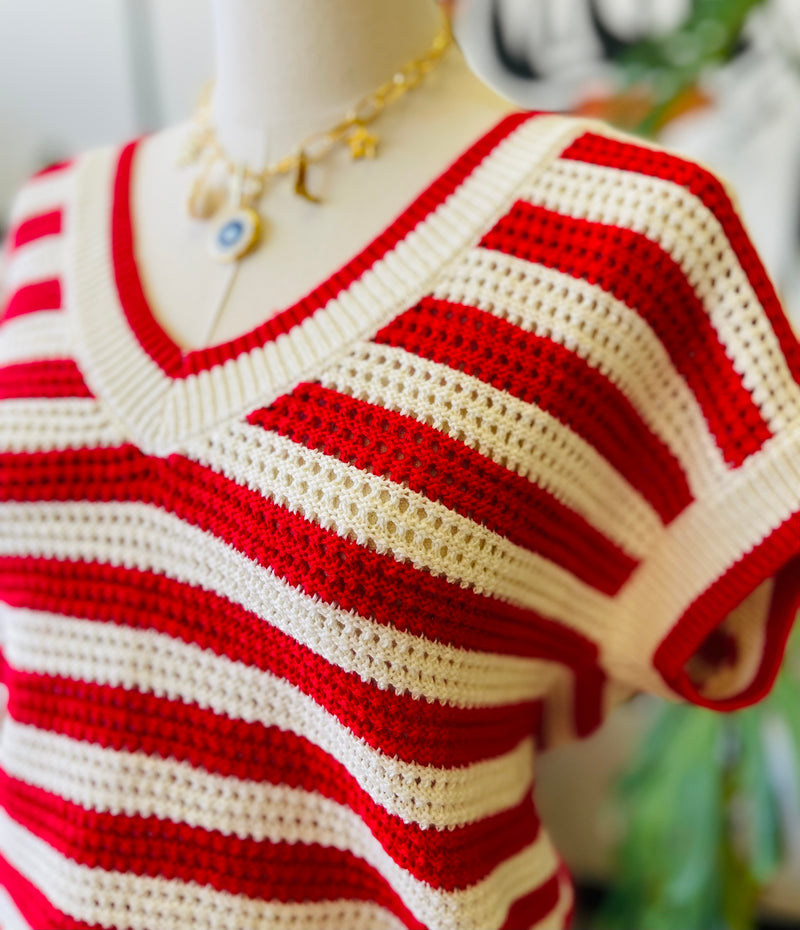 Sweet Summertime Knit Top in Red