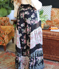 Penelope Patchwork Wide Leg Pants + Black