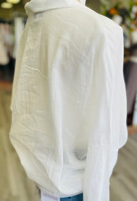 Cotton Button Down Tunic Shirt in Ivory