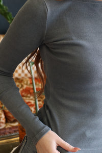 Boat Neck Long Sleeve | Ash Blue