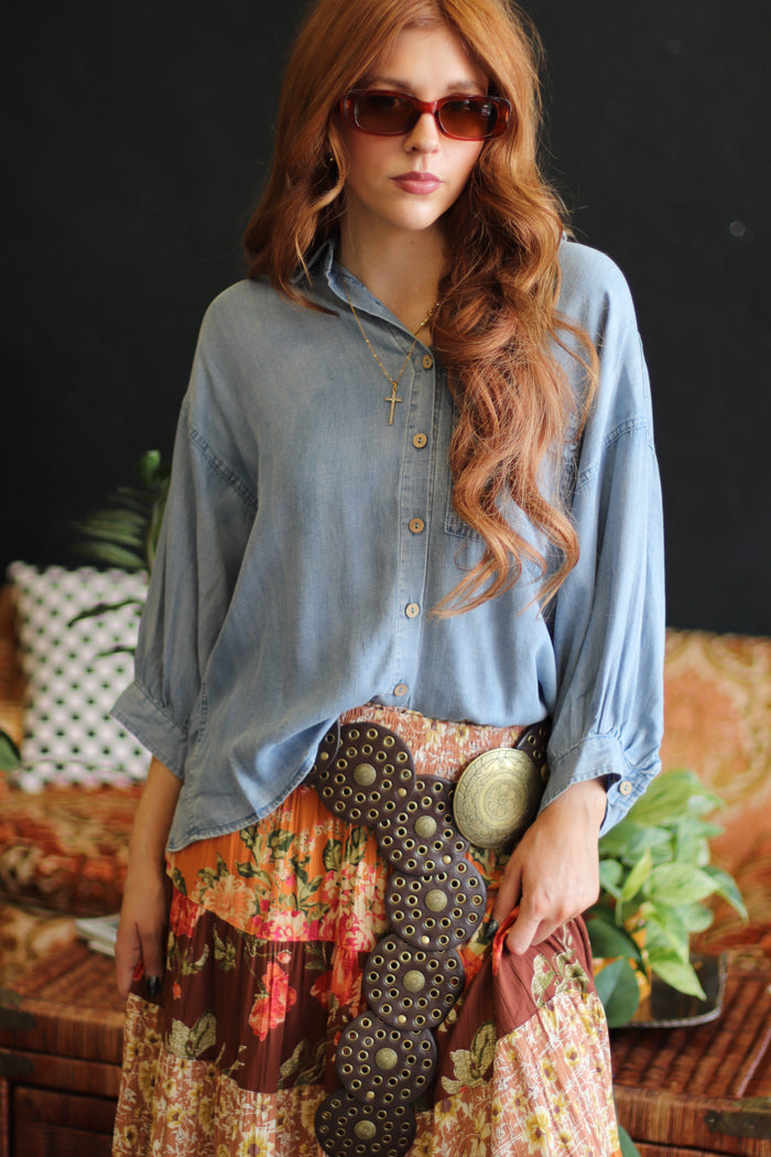 Garten Button Down Chambray Top