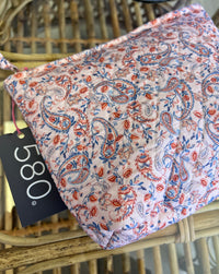 "Pink Paisley Dreams"  Quilted Cosmetic Bag