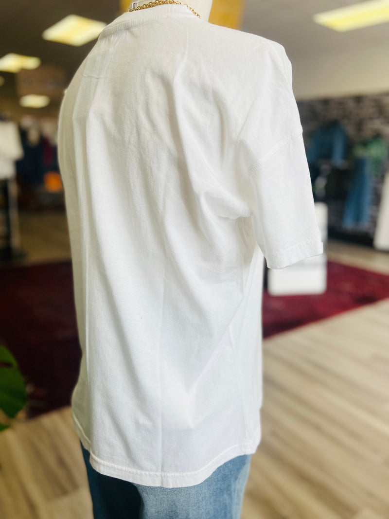 Washed Good Vibes Tee + White