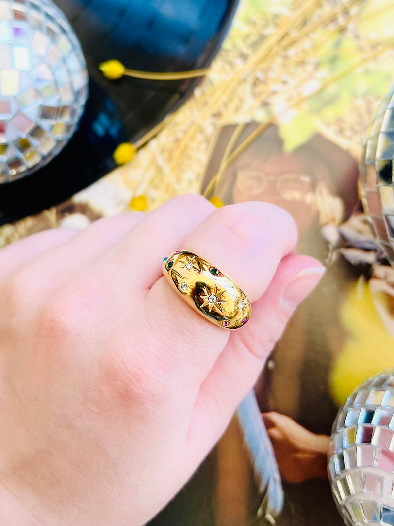 18K Gold Plated Dome CZ Ring