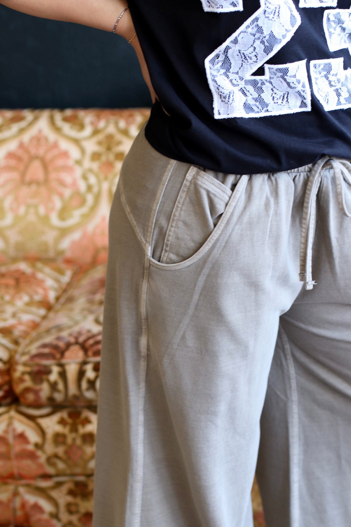 Mineral Wash Wide Leg Pants + Mocha