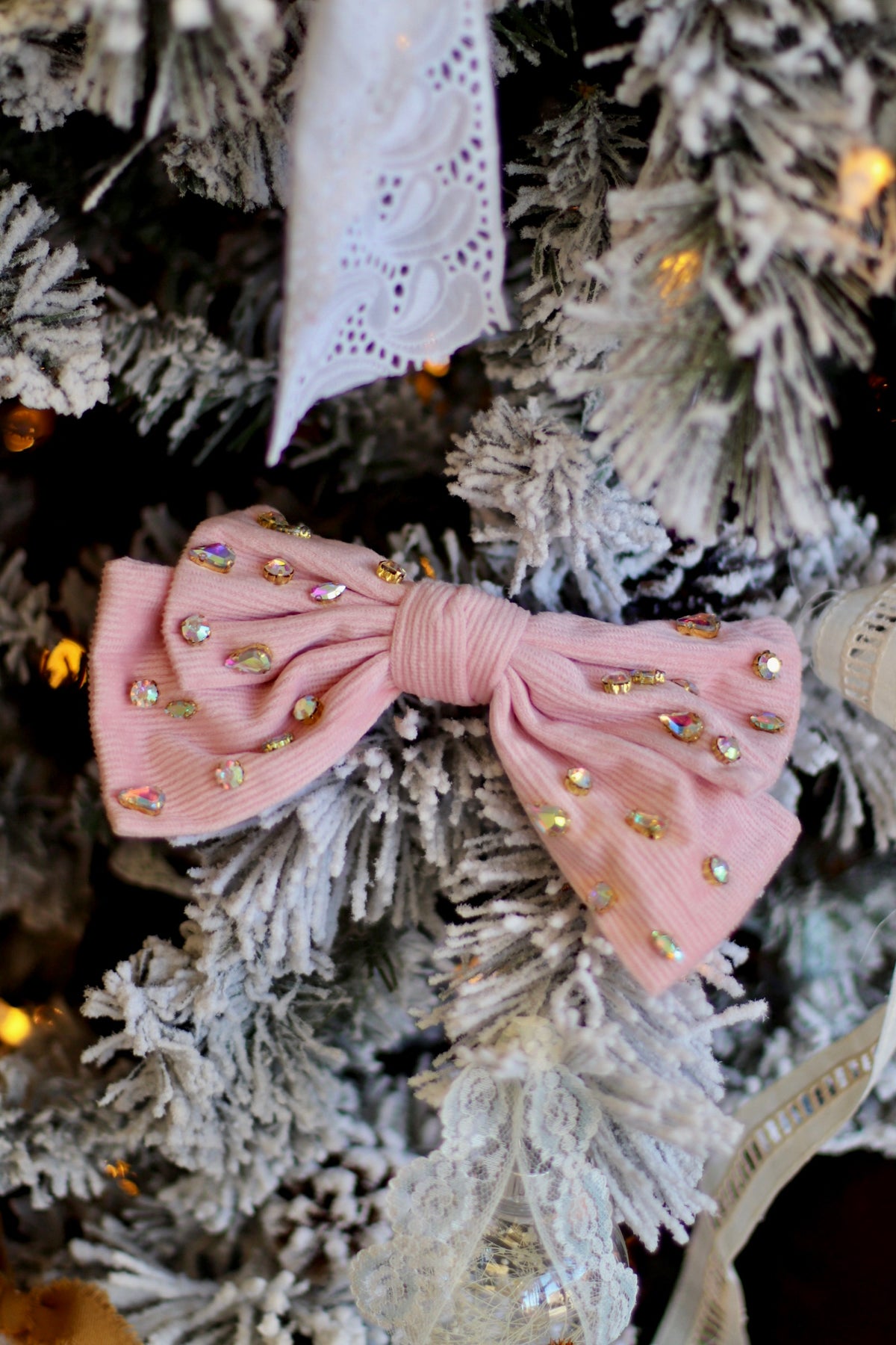 Large Cord Rhinestone Bow