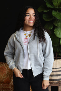 Acid Wash Zipper Jacket in Sleet