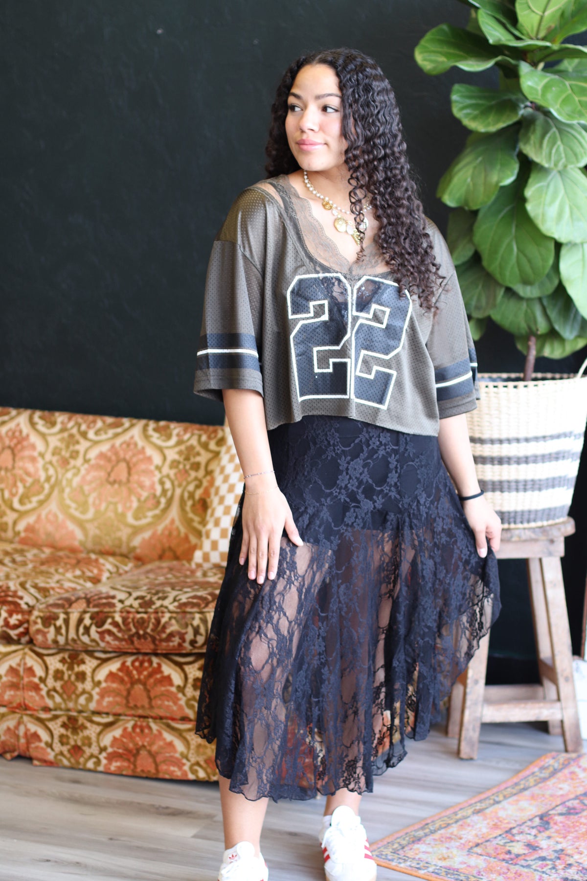 Black Lace Sheer Layering Dress