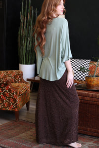 Gillian Velvet Lace Maxi Skirt in Chocolate