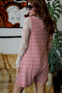 580 Striped Rust Casual Romper