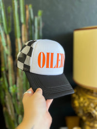 Oilers Checkered Trucker Hat