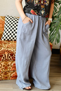 Gauze Wide Leg Pants in Denim