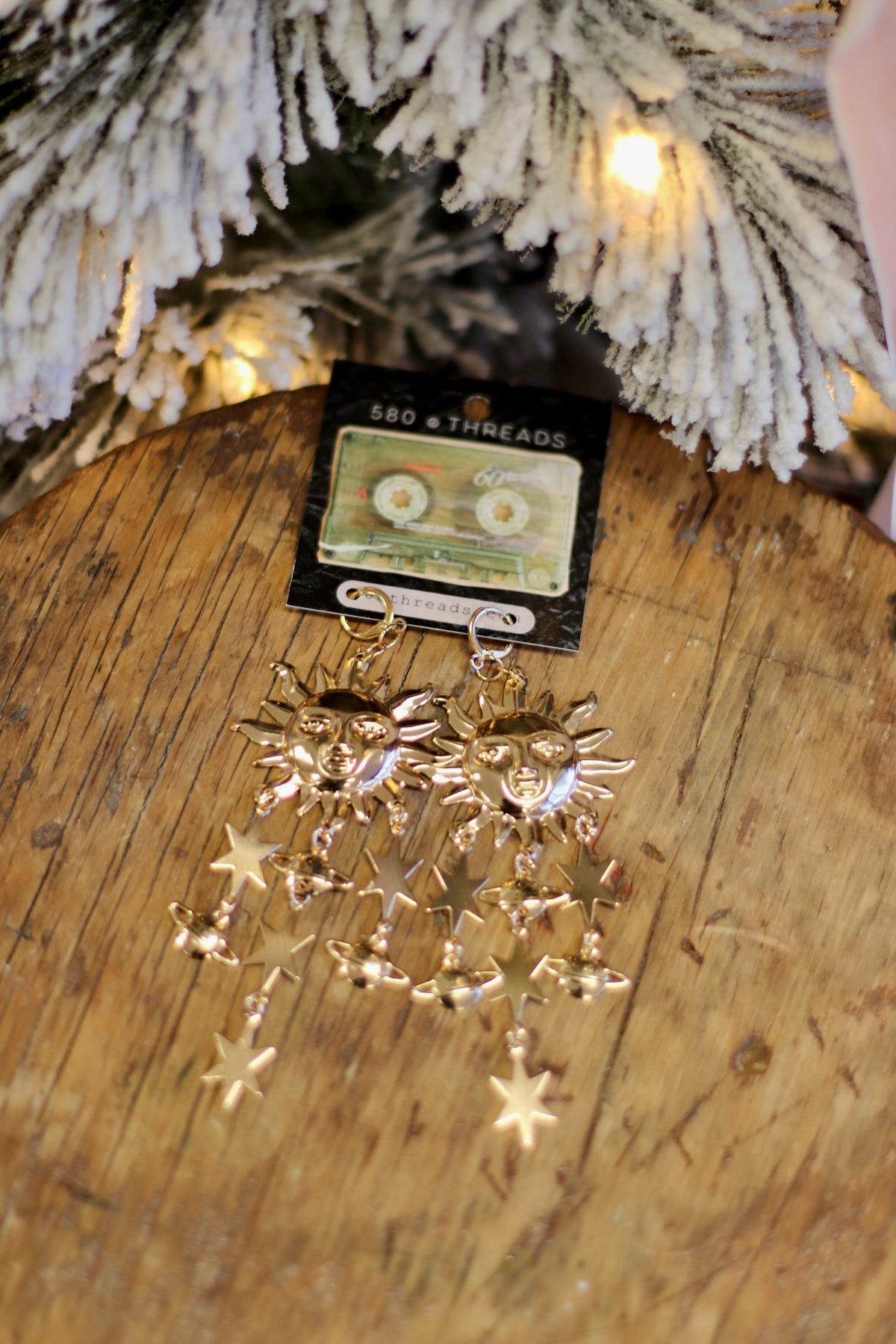 Sun & Planet Dangle Earrings