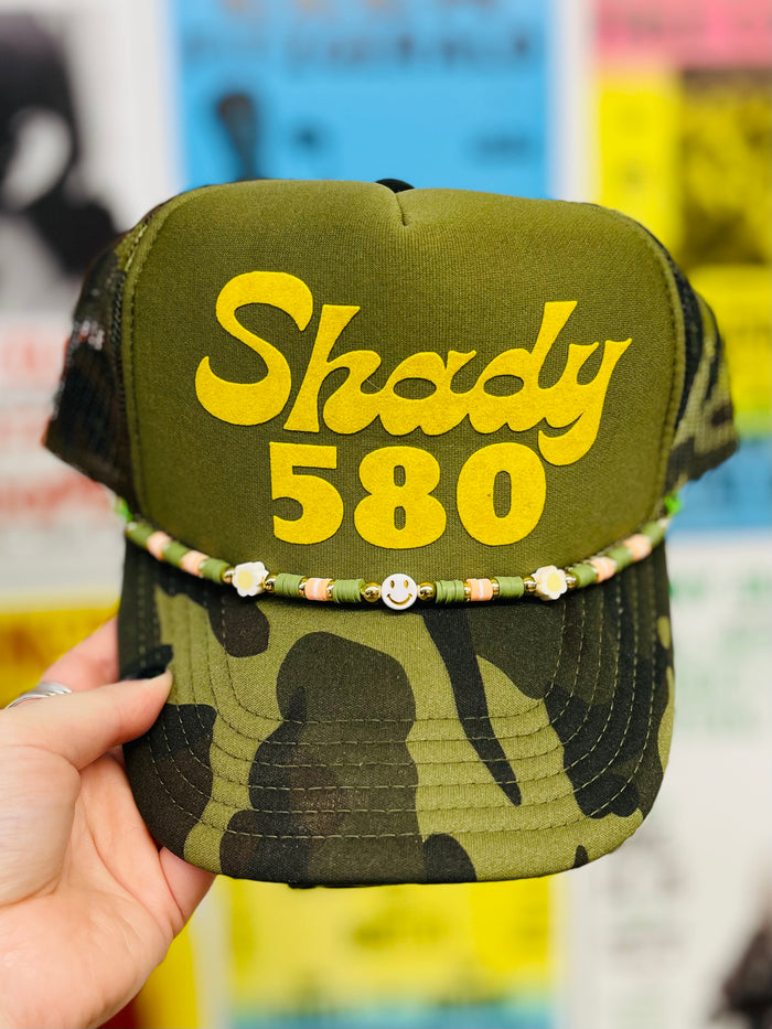 580 Hat Band // Green & White Smiley