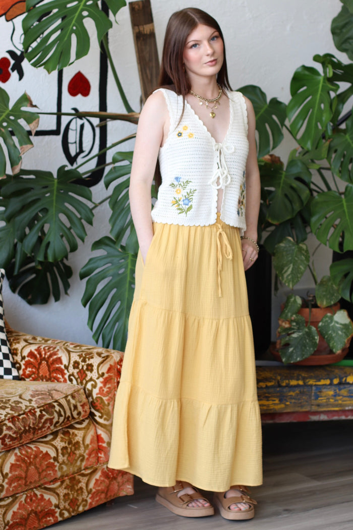 Garden Life Maxi Skirt in Yellow
