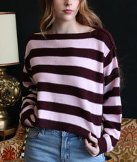 Leslie Burgundy Striped Long Sleeve