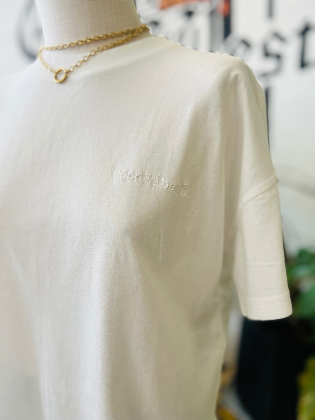 Washed Good Vibes Tee + White