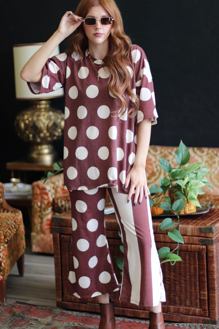Dottie Relaxed Fit Lounge Set + Rusty Brown Polka Dot